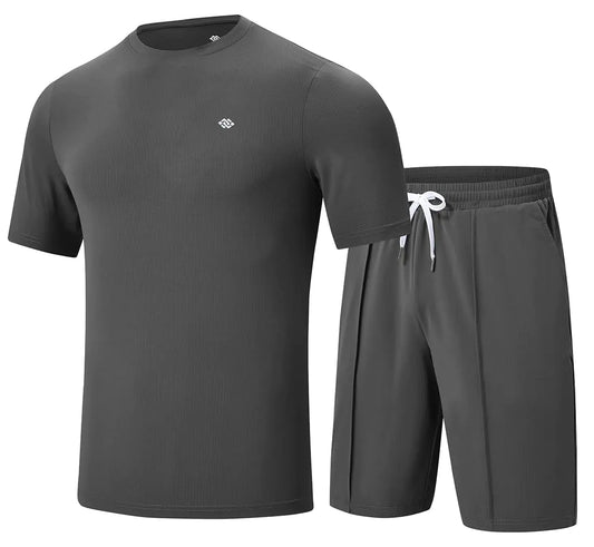 MoFiz Mens Track Suits 2 Piece Short Sets Outfits Cozy Cool Summer Athletic Sweatsuit Casual Sports Set (GreyMedium)